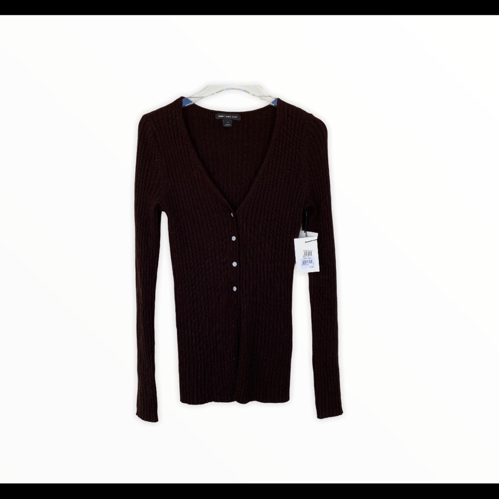 Something Navy Cardigan Sweater V-Neck Ribbed Flaw